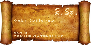 Roder Szilviusz névjegykártya